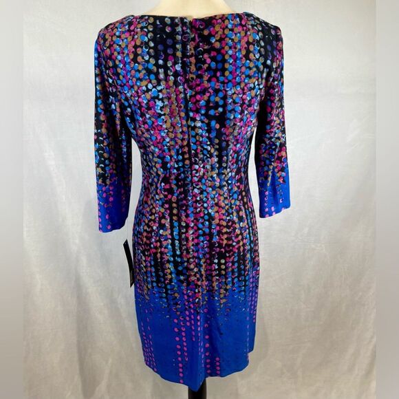 Leslie Fay gorgeous confetti dot abstract print sheath dress size 6 NWT - Picture 7 of 10